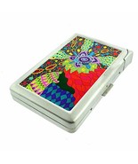 Abstract Art Em15 Hip Silver Cigarette Case With Built In Lighter 4.75&quot; ... - $238.84 MXN