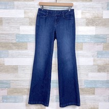 LOFT Curvy Flare Jeans Blue Dark Wash Mid Rise Stretch Denim Womens 2 - £15.45 GBP