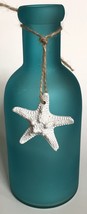 Satin Glass Turquoise Blue Bottle With Starfish Charm - £7.08 GBP