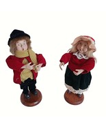 Victorian Christmas Carolers Couple 7&quot; Open Mouths Set of 2 Figures - £17.36 GBP
