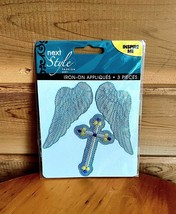 Next Style Iron-On Appliques 3 pcs Religious Patches SEALED Angel Wings - $22.14