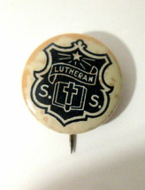 Antique / Vintage Navy Blue &amp; White Lutheran Sunday School Pin Religious  - £5.39 GBP