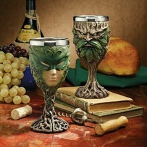 Rustic Woods Forest Spirit Greenman And Greenlady Wine Goblet Chalice Se... - £40.88 GBP