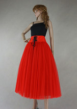 A-line Red Tulle Maxi Skirt Women Custom Plus Size Tulle Ballroom Skirt image 3