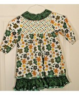 Jelly the pug Floral Monaco Jamie  Ruffle LS Girls Dress 4T Green Orange... - €14,67 EUR