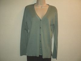 Tyler Boe Cardigan Sweater Mint Green Front Buttoned Long Sleeves Cotton - £18.67 GBP