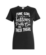 June Girl Tattoos Pretty Eyes T-shirt Black Ladies Tee Birthday Gift For... - £15.55 GBP