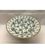 Vintage LEFTON CHINA 650V Reticulated COMPOTE DISH Purple Flowers GOLD RIM - £19.02 GBP