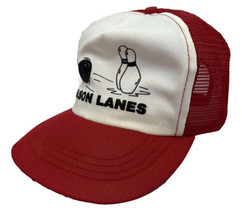 Vintage Mason Lanes Hat Cap Snap Back Red Mesh Trucker Made in USA Bowling Ally - £15.91 GBP