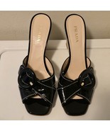 PRADA Italy Black Patent Leather Wedge Platform Slides Size 41 / US 11 - $159.73 CAD