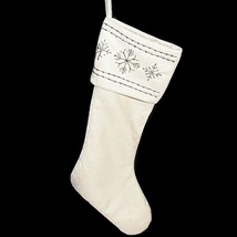 Prima Creations Ivory Velvet Beaded Silver Snowflakes Tassel Christmas Stocking - $29.99