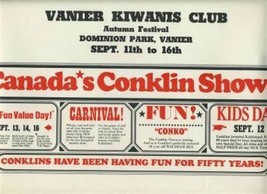 Vanier Kiwanis Club Canada&#39;s Conklin Shows Placemat British Columbia  - £14.01 GBP