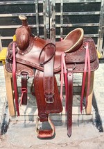 ANTIQUESADDLE Western Brown Leather Hand carved Roper Ranch Saddle : 14&quot;... - £398.98 GBP