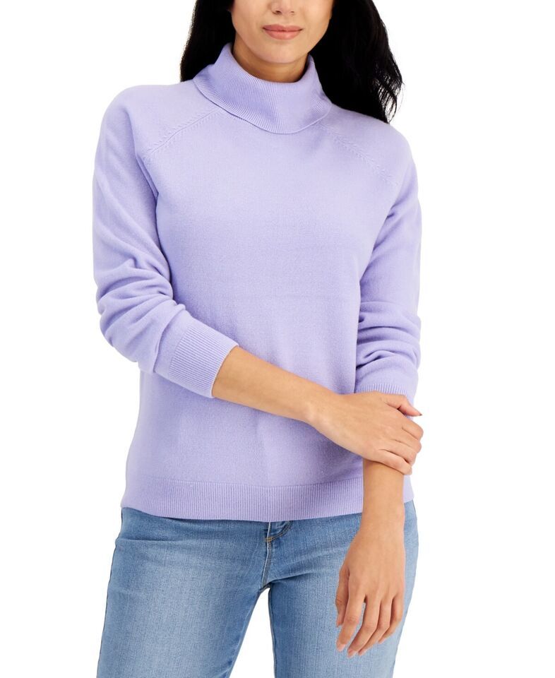 MSRP $18 Karen Scott Luxsoft Turtleneck Sweater Purple Size Small (STAINED) - $10.68