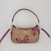 Coach CAA70 Signature Bow Print Teri Shoulder Handbag Crossbody Handbag Tan Pink - $161.62