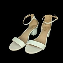 BRASH White Naomi Block Heel Adjustable Ankle Strap Sandals Women&#39;s Shoe... - $12.93