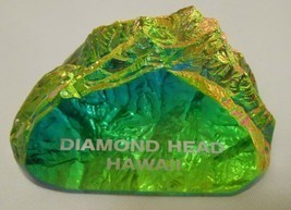 Diamond Head Hawaii Vintage Glass Paperweight Souvenir Iridescent - £46.94 GBP