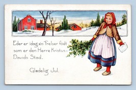 Dutch Girl German Poem Gladelig Jul Chirstmas Whitney Made UNP DB Postcard D17 - £5.38 GBP