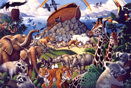 noah&#39;s ark wildlife animals exotic ceramic tile mural backsplash medallion - £53.97 GBP+