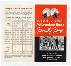 Milwaukee Road Family Fares Brochure Super Dome Hiawatha &amp; Streamliners ... - £14.24 GBP