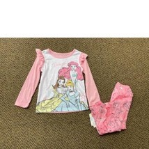 Girls Pajamas 2 Pc Disney Princess Pink Long Sleeve Shirt &amp; Pants Spring-sz 4 - £15.01 GBP