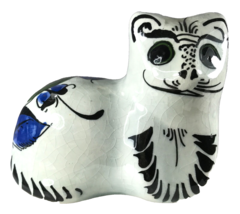 Tonala Mexico Ceramic Pottery Cat Figurine Paperweight Decor 3.75 x 4.5 x 2.5&quot; - £13.11 GBP
