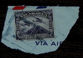 Vintage Used Nicaragua 50 Cincuenta Centavos De Cordoba Stamp, Brown, GD... - $2.96