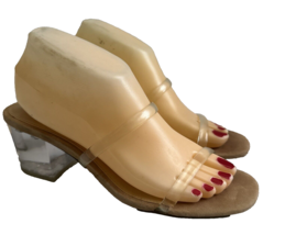 Steve Madden Women Size 8.5 Clear Lucite Strappy Block Heels Sandals Cas... - £17.54 GBP