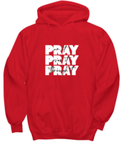 Religious Hoodie Pray Pray Pray Red-H  - £27.93 GBP
