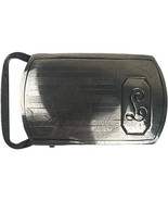 Sterling Silver Belt Buckle Monogrammed L Small Mid Century Striped Design - $38.68 CAD