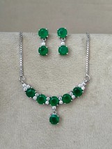 4Ct Round Cut Lab Created Emerald Women&#39;s Jewelry Set 14K White Gold Plated - £235.00 GBP