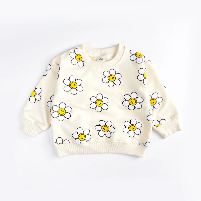  Baby Girls Clothes Hoodies O-Neck  Girls Flower Smiling Face Sweatshirts Oversi - £67.77 GBP