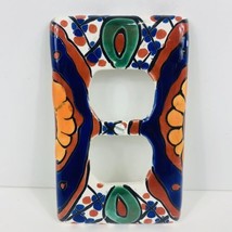 Talavera Single Gang Outlet Wall Cover Hand-Painted Ceramic Blue Orange ... - $19.79