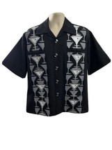 Casino Wear Vintage Mens Black Rockabilly Button Up Shirt Medium Martinis USA - $59.39