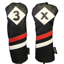 Majek Retro Golf Headcovers Black Red and White Vintage Leather Style 3 ... - $24.74
