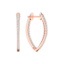 1/4 Ct TDW Diamond 10K Rose Gold Hoop Earrings - £282.49 GBP