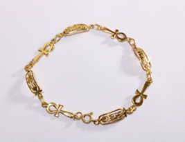 Bracelet en or 18 carats estampé égyptien ANKH Key of Life + Cartouche - £703.14 GBP