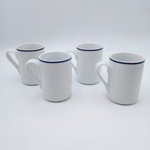 Set of 4 Dansk BISTRO Christianshavn Blue Stripe Coffee Flat Cup Mug Vtg - £21.43 GBP