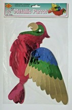 1990&#39;s Beistle Metallic Parrot Wall Hanging 12&quot; Pink New In Packaging - £10.38 GBP