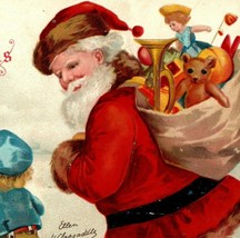 1907 Copyright Embossed Christmas Postcard Old Santa With Child And Toys - £17.13 GBP