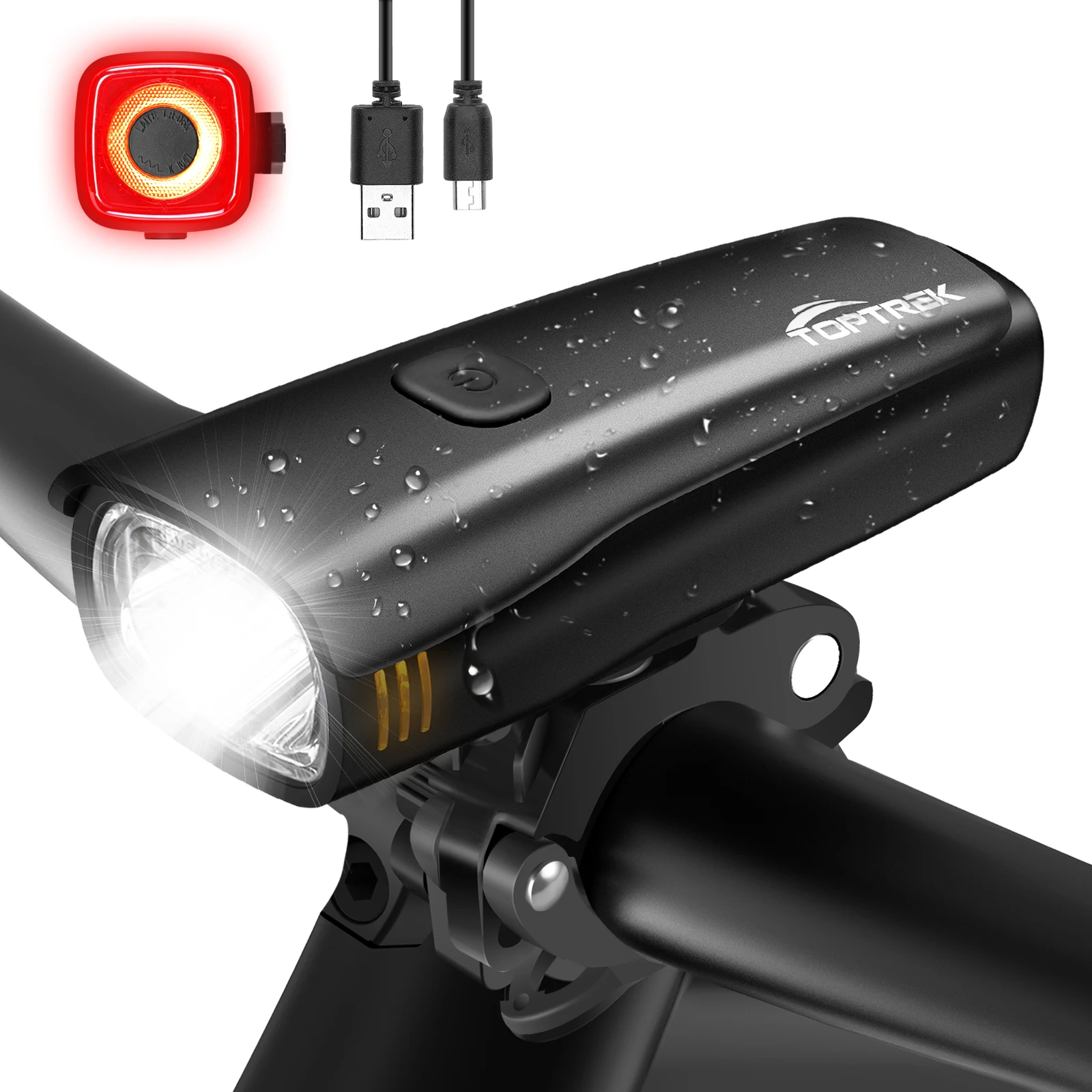 Toptrek Bicycle Light Rainproof USB Charging LED Cycling Lights 260mAh Headlight - £22.94 GBP