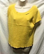 SAG Harbor Womens Sz M Yellow Cap Sleeve Sweater with Bow  - £7.77 GBP