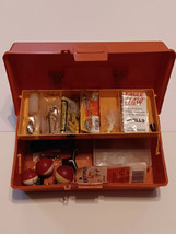 Vintage Old Pal Woodstream Model 1010 Tackle Box With Tackle Orange  - £14.46 GBP