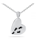 Footprints Prayer Silver Pendant/Necklace Funeral Cremation Urn - $1,598.46 MXN