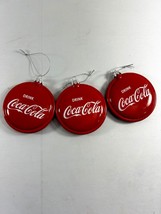 Coca Cola Round Santa Claus Christmas Tree Ornaments Coke 3.25&quot; Across Soda - £11.83 GBP