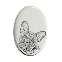 French Bulldog - Gravestone oval ceramic tile with an image of a dog. - £7.98 GBP
