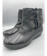 Sperry Top Sider Womens Black Duck Boots Saltwater Leather  Size 9.5 - $26.03