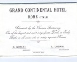 Grand Continental Hotel Rome Italy Brochure and Map Early 1900&#39;s - $173.69