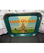 VINTAGE 13 1/4&quot; X 10 1/4&quot; LAND O&#39; LAKES BUTTER INDIAN GIRL METAL SERVING... - $277.53 CAD