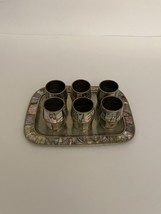 Decorative Metal Tray with 6 Metal Tumbler Cups - £20.77 GBP